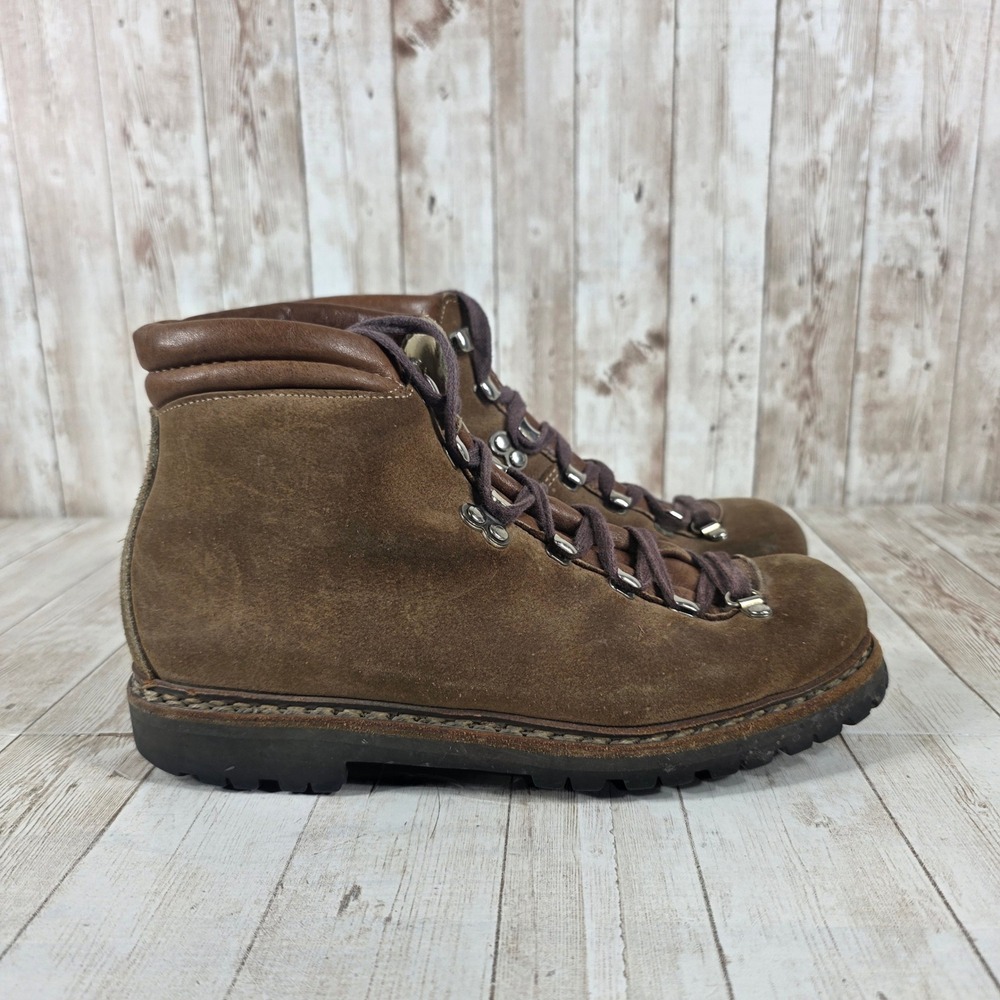 Womens Brown Suede Leather Hiking Boots Vibram Soles Lace Up Ankle Boots